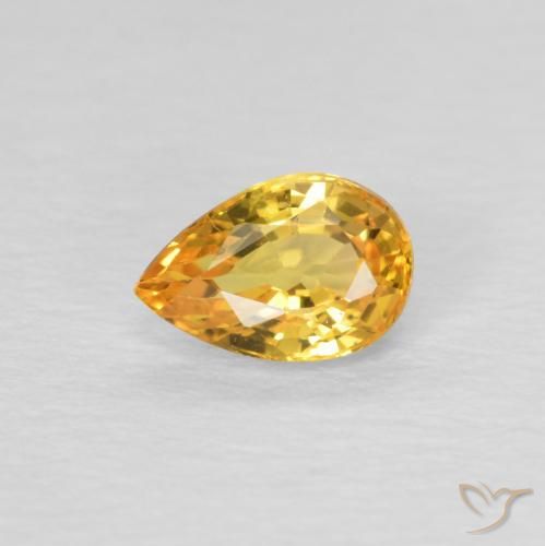 0.54ct Natural Deep Golden Orange Sapphire, Pear Shape, VVS