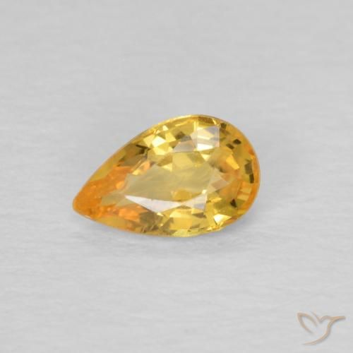 0.43ct Natural Deep Golden Orange Sapphire, Pear Shape, VVS-VS