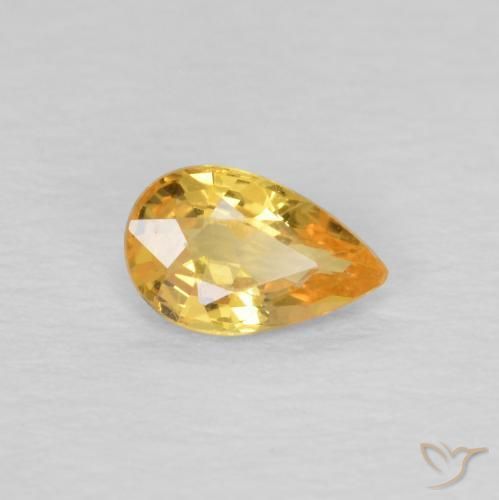 0.43 ct Golden Sapphire Stone, Natural Sapphire in Pear Facet Shape for Sale