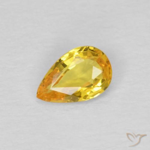 0.42ct Natural Golden Sapphire, Pear Shape, VVS-VS