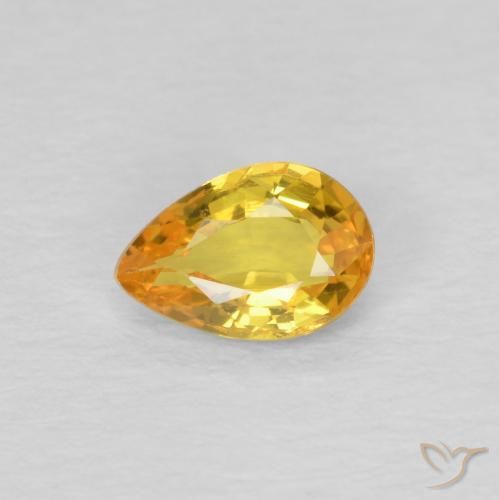 0.48ct Natural Golden Sapphire, Pear Shape, VVS-VS