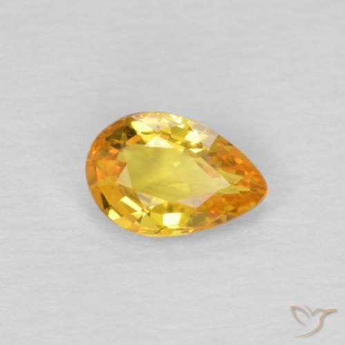 0.48 ct Golden Sapphire Stone, Natural Sapphire in Pear Facet Shape for Sale