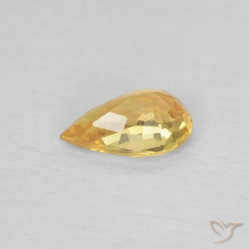 Sapphire Gemstone in 6 x 3.8 mm Size for Sale, Sapphire Stone in Light Orange-Gold Color