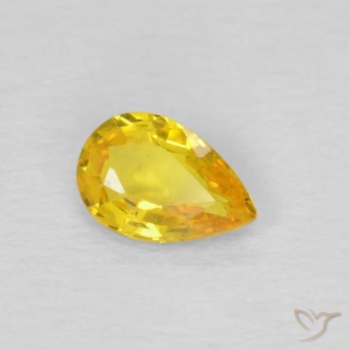 0.46 ct Yellow Sapphire Stone, Natural Sapphire in Pear Facet Shape for Sale