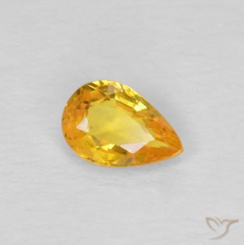 0.45 ct Golden Sapphire Stone, Natural Sapphire in Pear Facet Shape for Sale