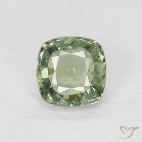 0.56ct Natural Light Green Sapphire, Cushion, VVS