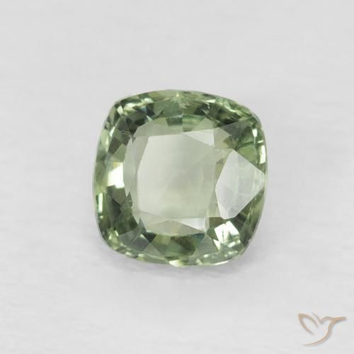 0.56 ct Green Sapphire Stone, Natural Sapphire in Cushion-Cut Shape for Sale