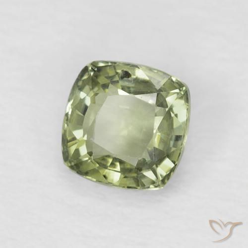 0.65 ct Green Sapphire Stone, Natural Sapphire in Cushion-Cut Shape for Sale
