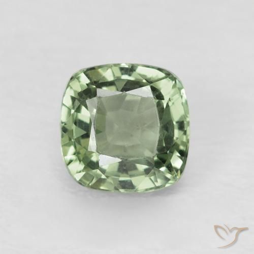 0.73ct Natural Light Sage Green Sapphire, Cushion, VVS