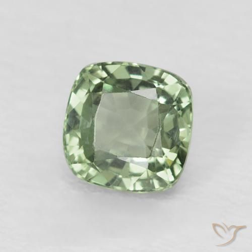 0.73 ct Green Sapphire Stone, Natural Sapphire in Cushion-Cut Shape for Sale