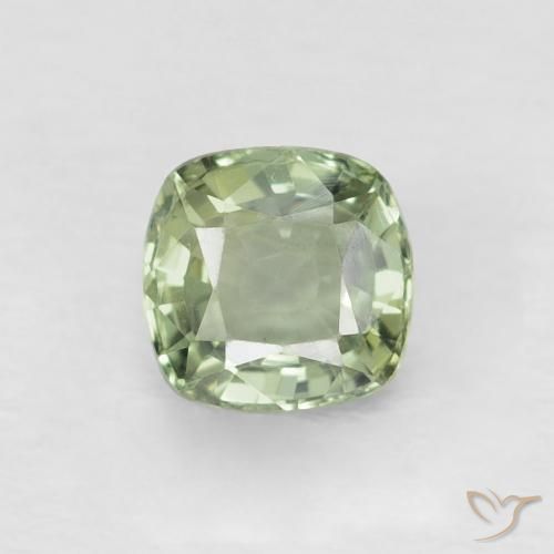 0.52ct Natural Light Green Sapphire, Cushion, VVS