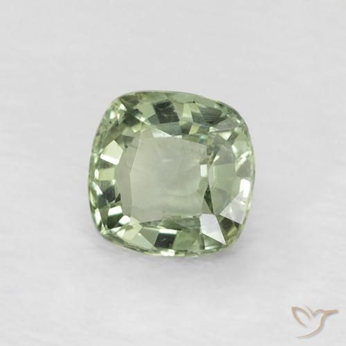 0.52 ct Green Sapphire Stone, Natural Sapphire in Cushion-Cut Shape for Sale