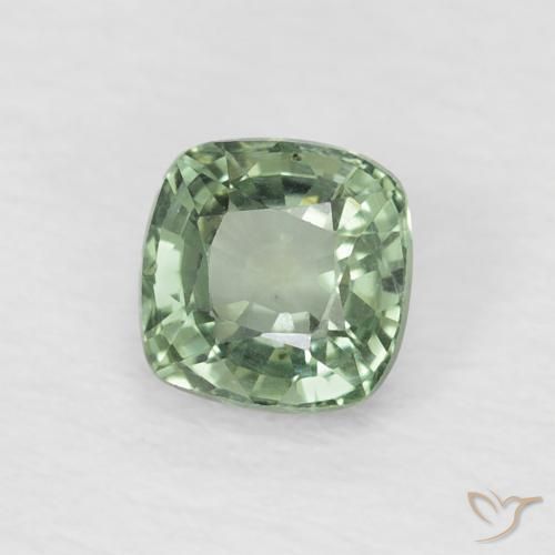 0.61 ct Green Sapphire Stone, Natural Sapphire in Cushion-Cut Shape for Sale