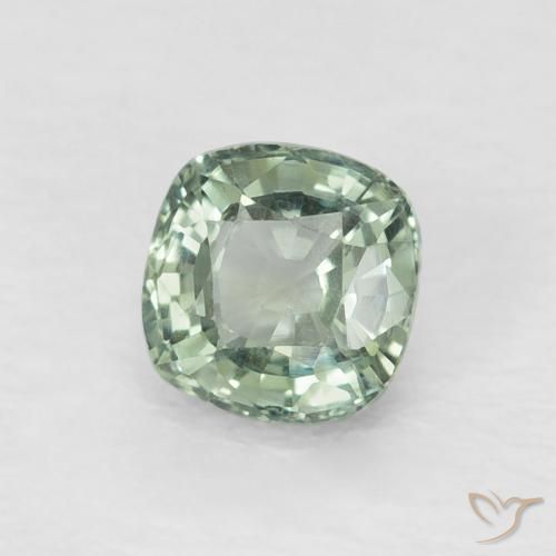 0.66 ct Green Sapphire Stone, Natural Sapphire in Cushion-Cut Shape for Sale