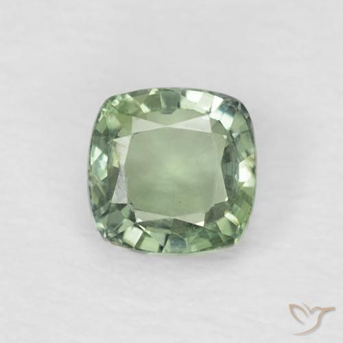 0.60ct Natural Light Sage Green Sapphire, Cushion, VVS