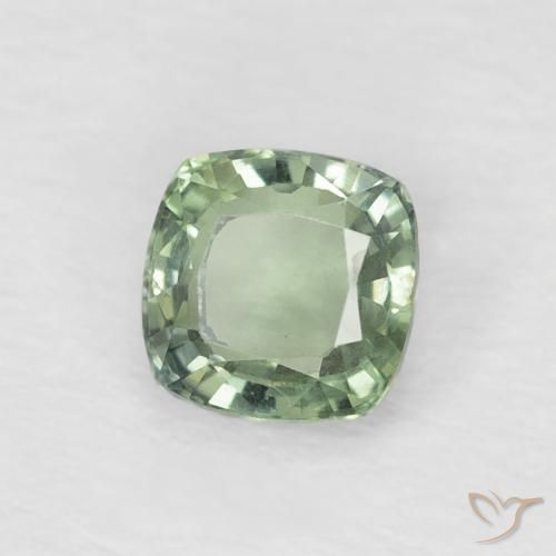 0.60 ct Green Sapphire Stone, Natural Sapphire in Cushion-Cut Shape for Sale
