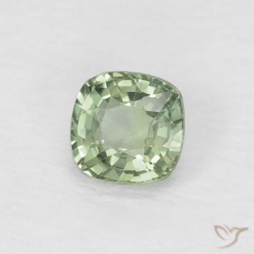 0.46 ct Green Sapphire Stone, Natural Sapphire in Cushion-Cut Shape for Sale