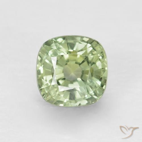 0.88ct Natural Light Sage Green Sapphire, Cushion, VVS-VS