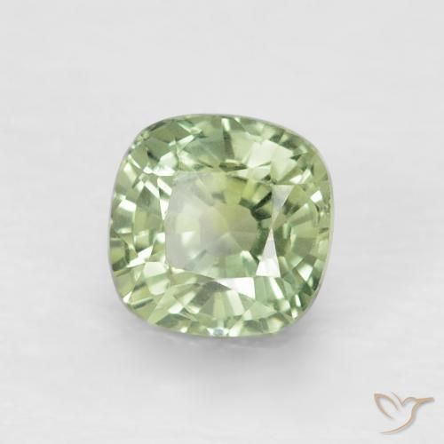 0.88 ct Green Sapphire Stone, Natural Sapphire in Cushion-Cut Shape for Sale