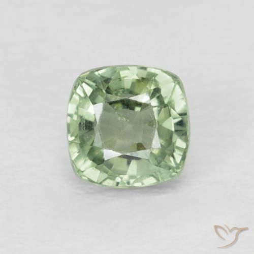 0.69ct Natural Pale Yellowish Green Sapphire, Cushion, VVS-VS