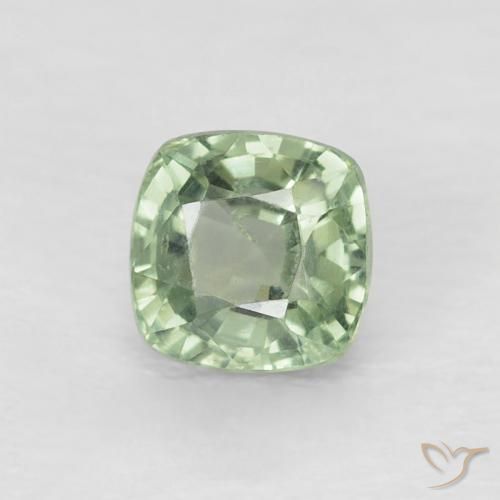 0.69 ct Green Sapphire Stone, Natural Sapphire in Cushion-Cut Shape for Sale