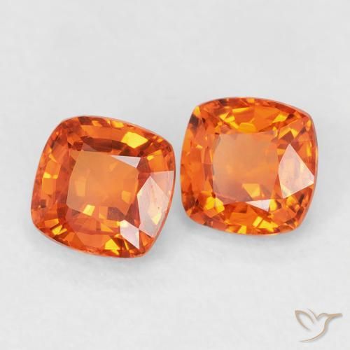 1.13 ctw Orange Sapphire Stones, Natural Sapphire in Cushion-Cut Shape for Sale