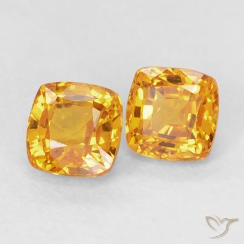 1.00 ctw Golden Sapphire Stones, Natural Sapphire in Cushion-Cut Shape for Sale