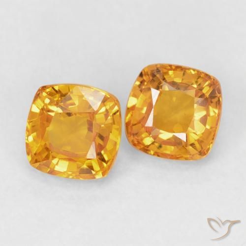 1.33 ctw Golden Sapphire Stones, Natural Sapphire in Cushion-Cut Shape for Sale
