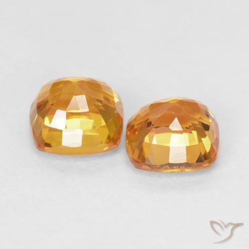 Sapphire Gemstones in 4.6 x 4.6 mm Size for Sale, Sapphire Stones in Orange-Gold Color