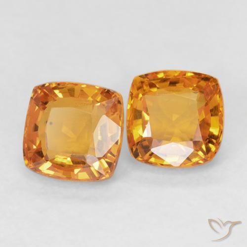 1.23 ctw Orange Sapphire Stones, Natural Sapphire in Cushion-Cut Shape for Sale