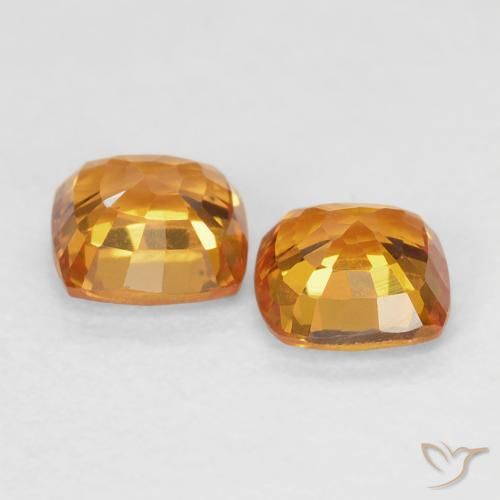 Sapphire Gemstones in 4.6 x 4.6 mm Size for Sale, Sapphire Stones in Bright Orange Color