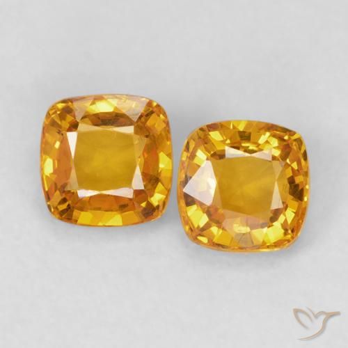 1.28ctw Natural Orange-Gold Sapphire, Cushion, VVS-VS