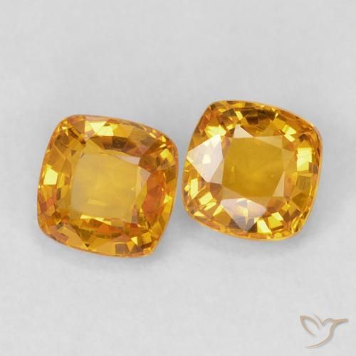 1.28 ctw Golden Sapphire Stones, Natural Sapphire in Cushion-Cut Shape for Sale