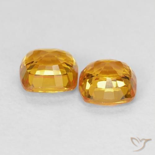 Sapphire Gemstones in 4.6 x 4.6 mm Size for Sale, Sapphire Stones in Orange-Gold Color