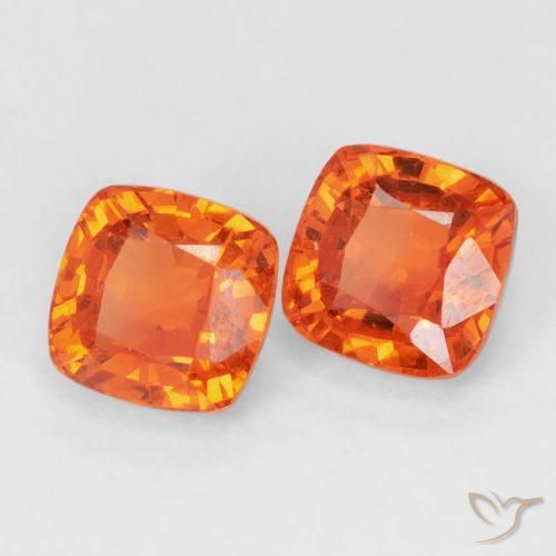 1.54 ctw Orange Sapphire Stones, Natural Sapphire in Cushion-Cut Shape for Sale