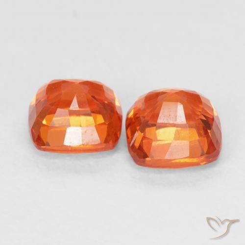 Sapphire Gemstones in 4.7 x 4.7 mm Size for Sale, Sapphire Stones in Fire Orange Color