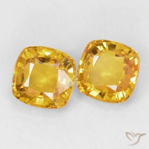 1.36 ctw Golden Sapphire Stones, Natural Sapphire in Cushion-Cut Shape for Sale
