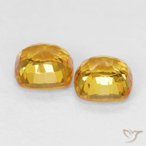 Sapphire Gemstones in 4.8 x 4.7 mm Size for Sale, Sapphire Stones in Golden Color