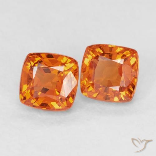 1.06 ctw Orange Sapphire Stones, Natural Sapphire in Cushion-Cut Shape for Sale