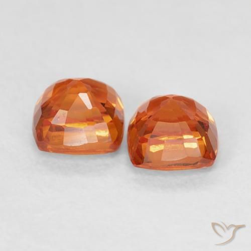 Sapphire Gemstones in 4 x 4 mm (calibrated) Size for Sale, Sapphire Stones in Fire Orange Color