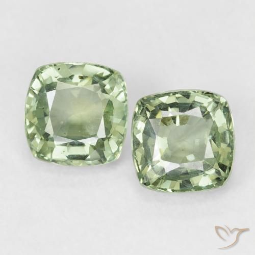 1.39ctw Natural Light Green Sapphire, Cushion, VVS-VS