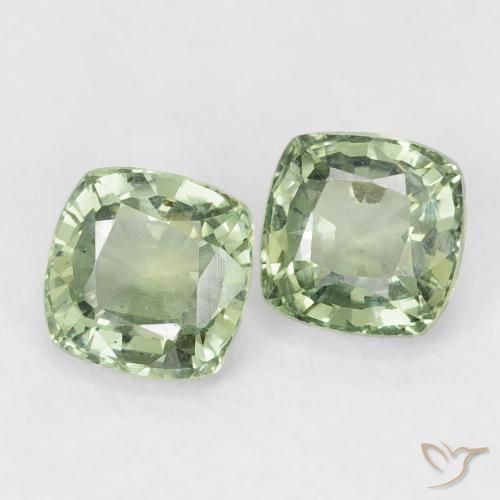 1.39 ctw Green Sapphire Stones, Natural Sapphire in Cushion-Cut Shape for Sale