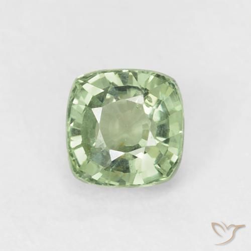 0.63ct Natural Light Sage Green Sapphire, Cushion, VS