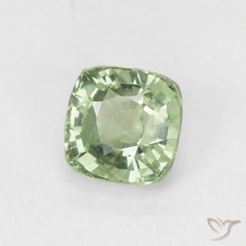 0.63 ct Green Sapphire Stone, Natural Sapphire in Cushion-Cut Shape for Sale