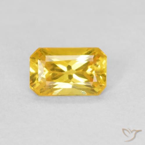 0.38ct Natural Golden Orange Sapphire, Emerald Cut, VS