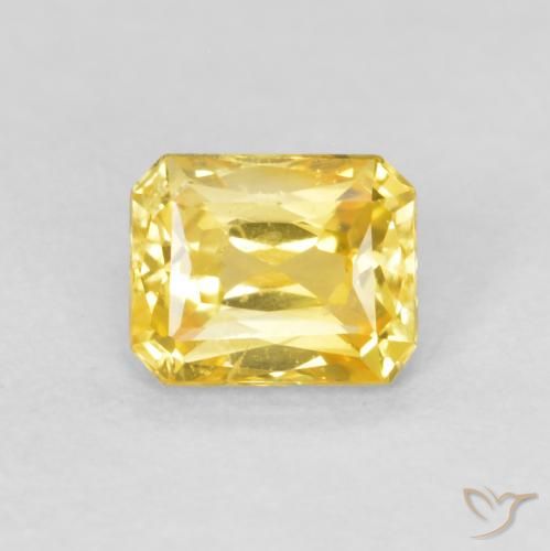 0.56ct Natural Medium Yellow Sapphire, Emerald Cut, VS