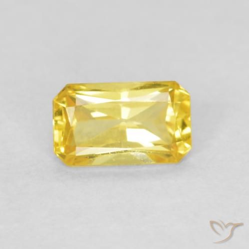 0.43ct Natural Medium Yellow Sapphire, Emerald Cut, VVS