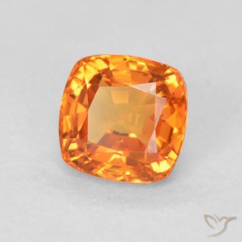 0.69 ct Orange Sapphire Stone, Natural Sapphire in Cushion-Cut Shape for Sale