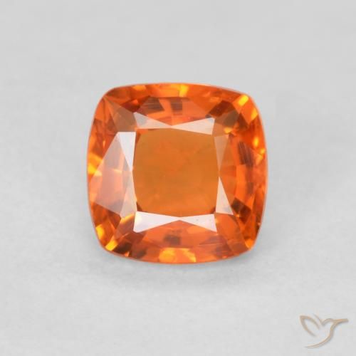 0.51ct Natural Bright Orange Sapphire, Cushion, VVS