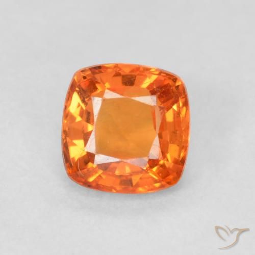 0.54ct Natural Bright Orange Sapphire, Cushion, VVS